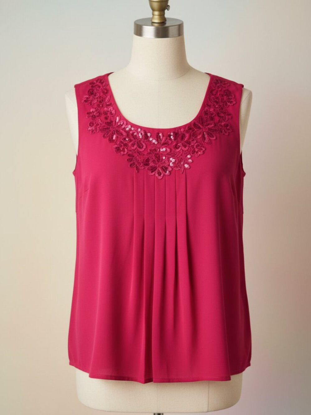 Coldwater Creek Raspberry Sequin Lace Blouse | Size Large